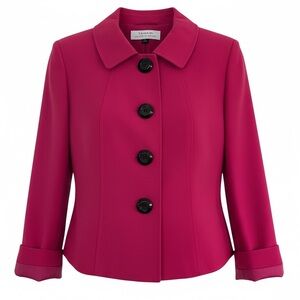 Tahari Fuchsia Crop Blazer with Black Buttons sz6